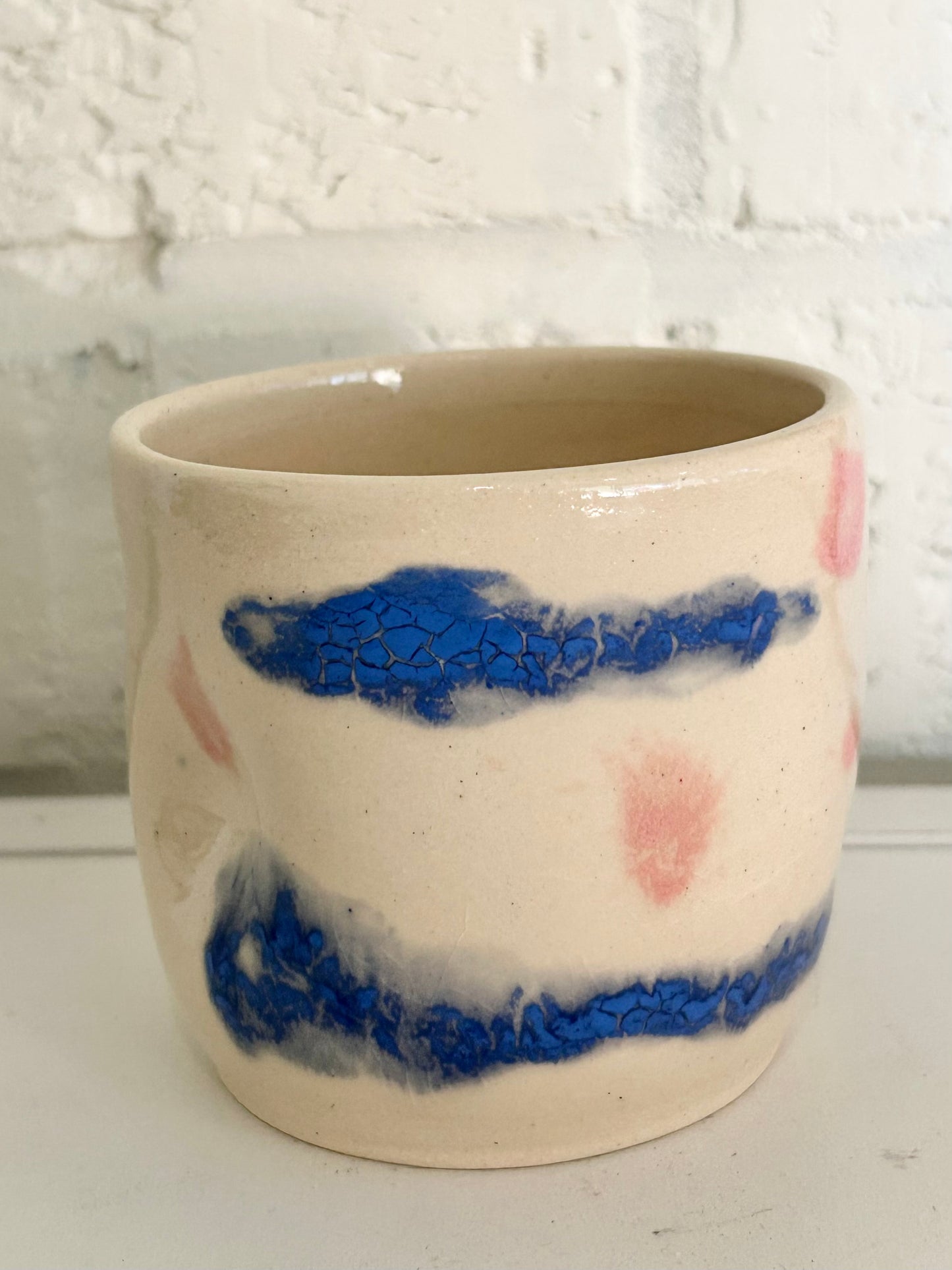 Pink and blue visual texture cup