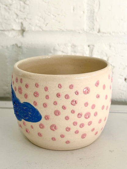 Pink Dots and Blue Crackle Cup