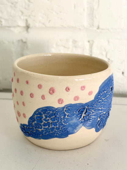 Pink Dots and Blue Crackle Cup