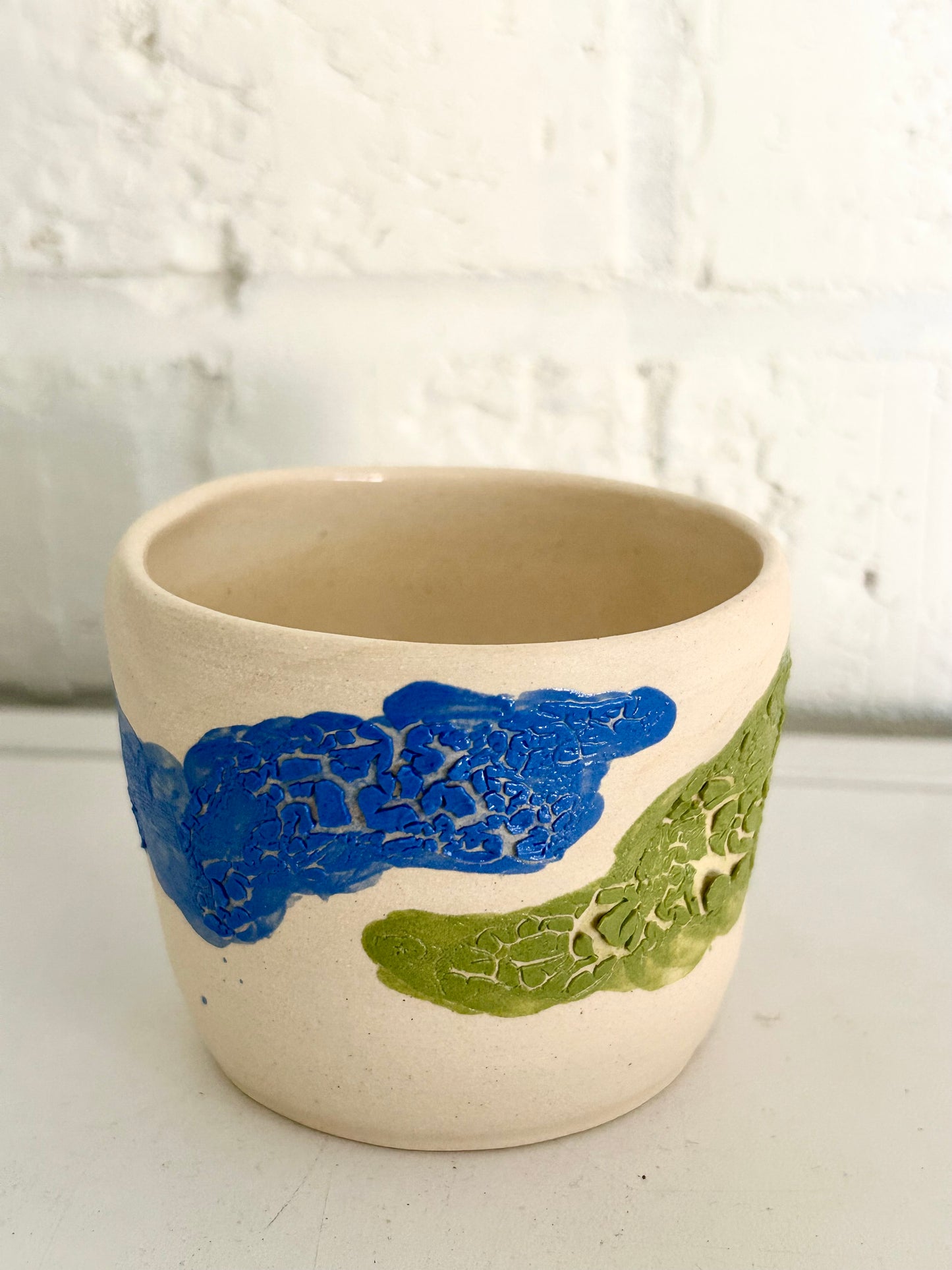 Green and Blue Crackle Cup