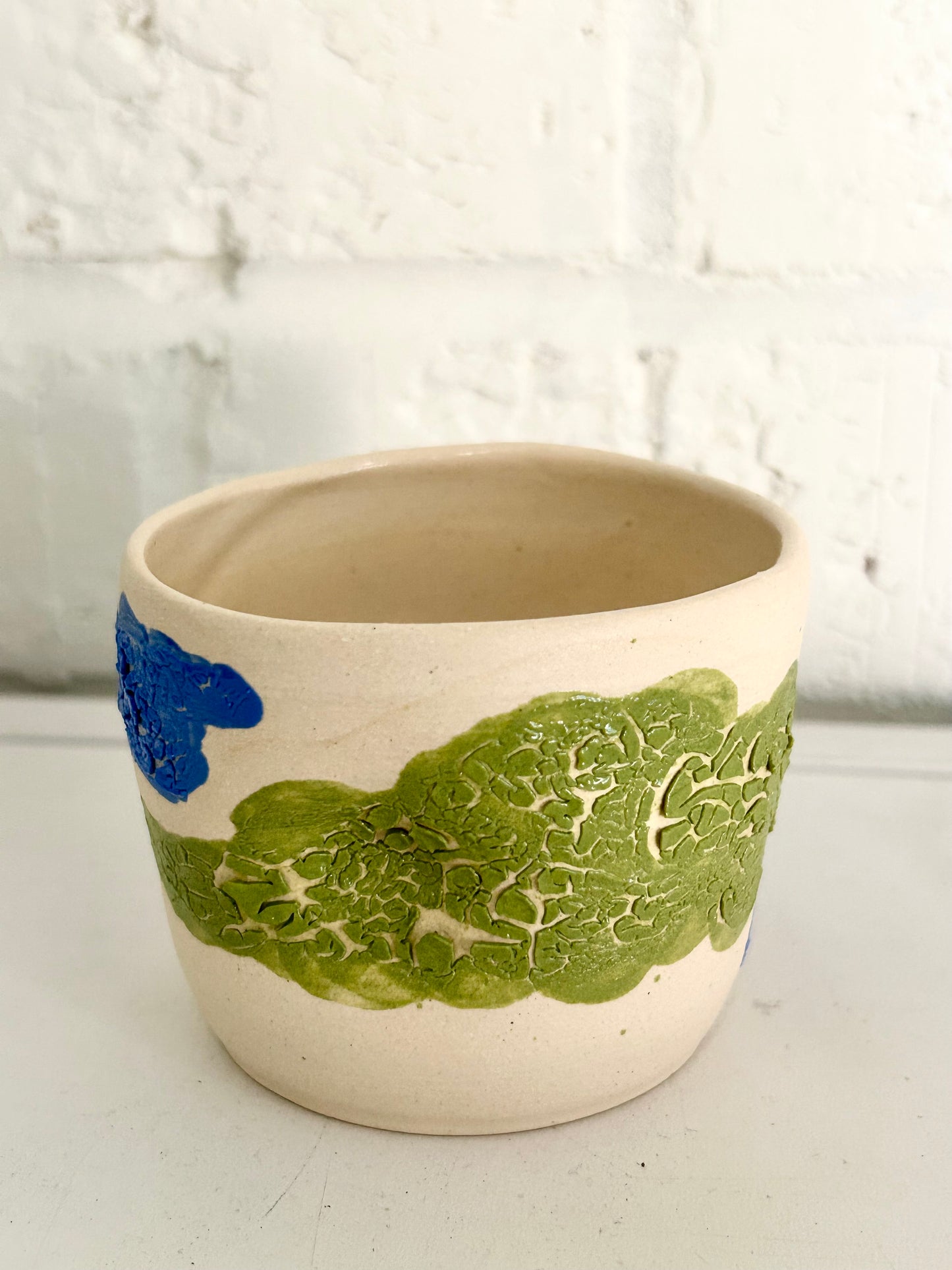 Green and Blue Crackle Cup